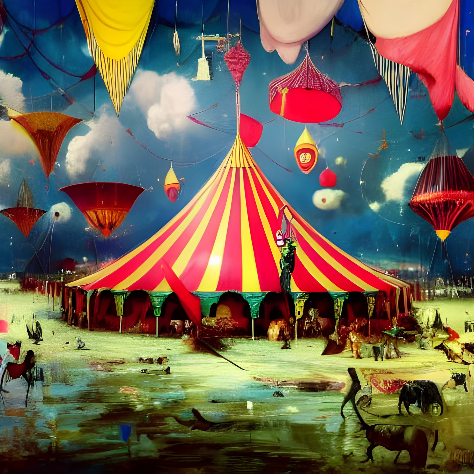 Detailed Circus Tent Painting