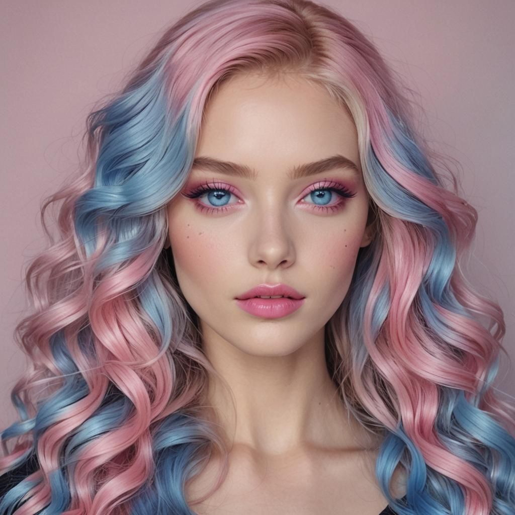 Pastel Goddess with Blond Hair and Blue Eyes