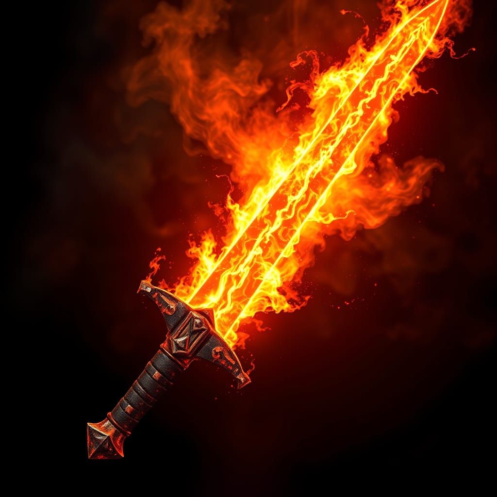 Sword of Blazing Fire in Industrial Futurism Style