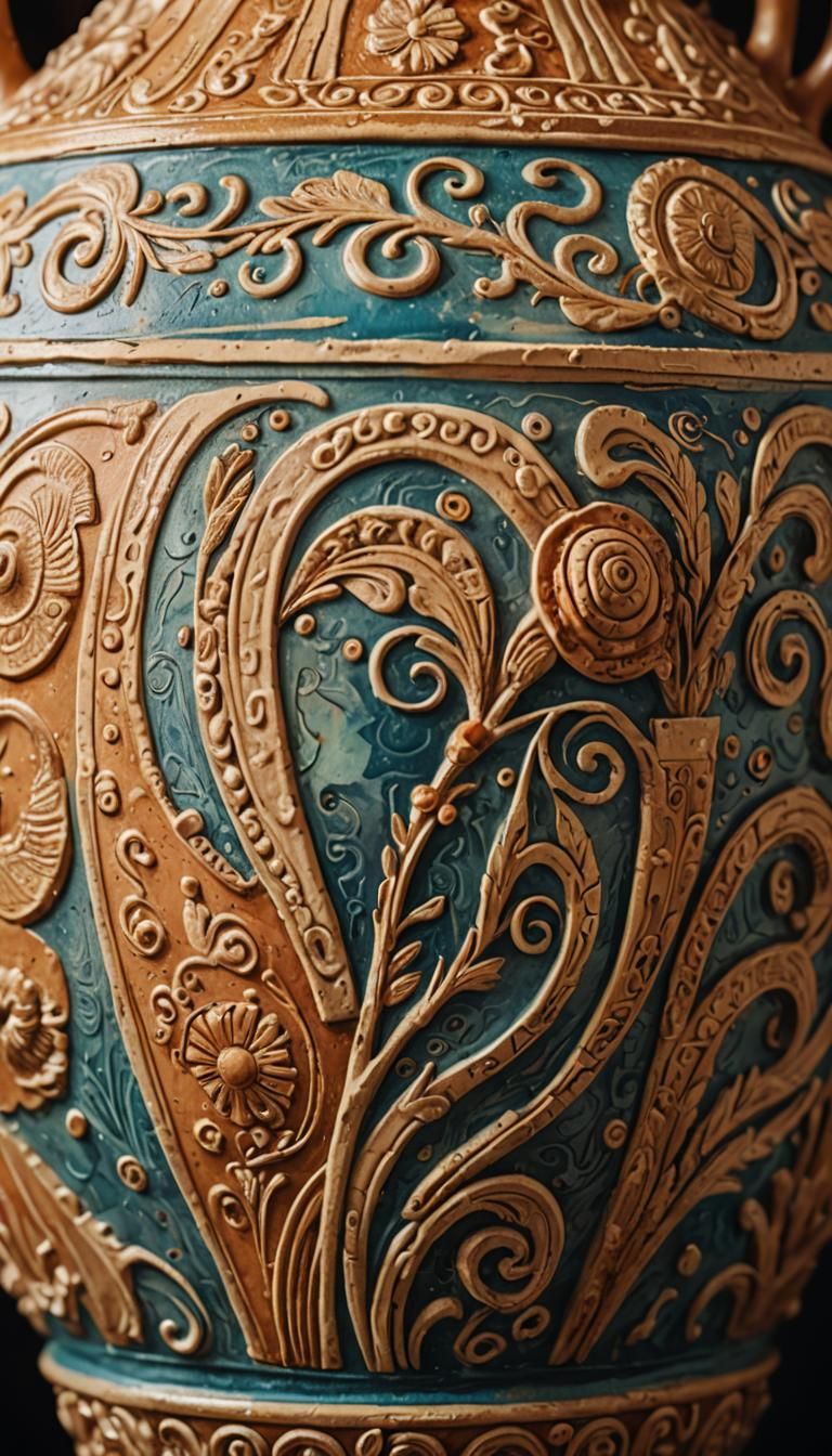 Ornate Greek Amphora in Dreamy Gouache Style