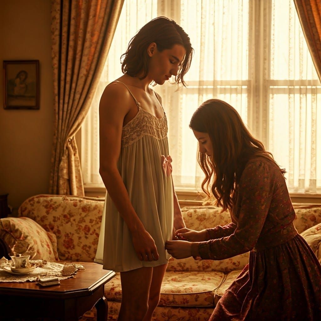 Soft-Focused Portrait of a Delicate Young Man in Pastel Colo...