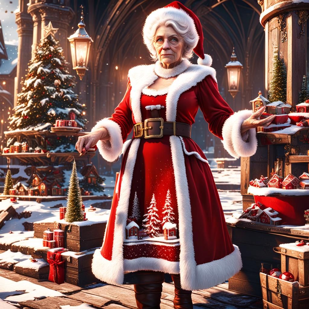 Detailed Matte Painting of Mrs. Claus