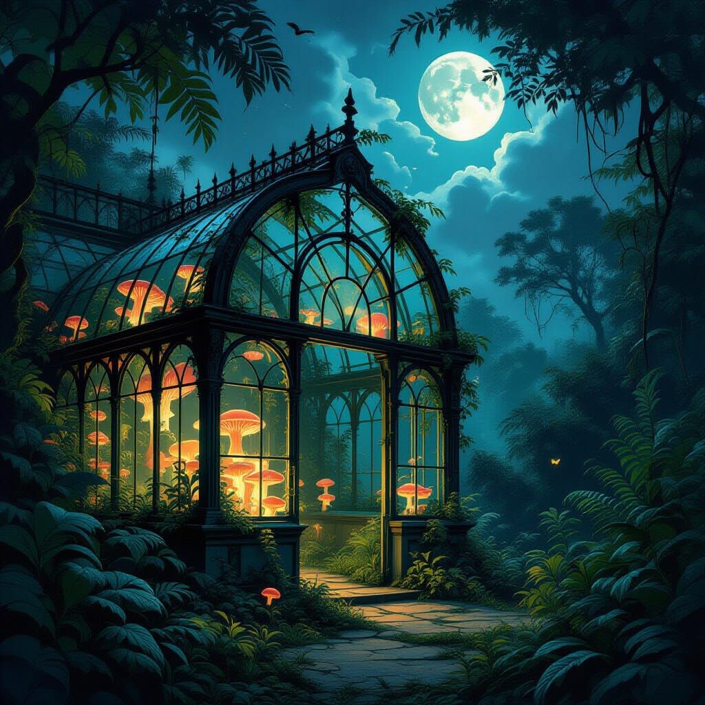 Mysterious Victorian Greenhouse in Alien Jungle