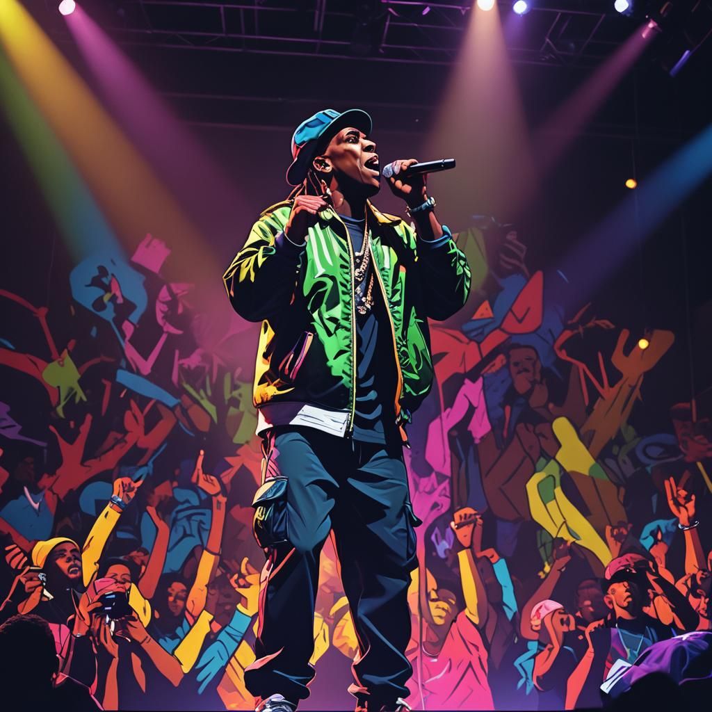 Rapper Portrait in Vibrant Pop Art Style