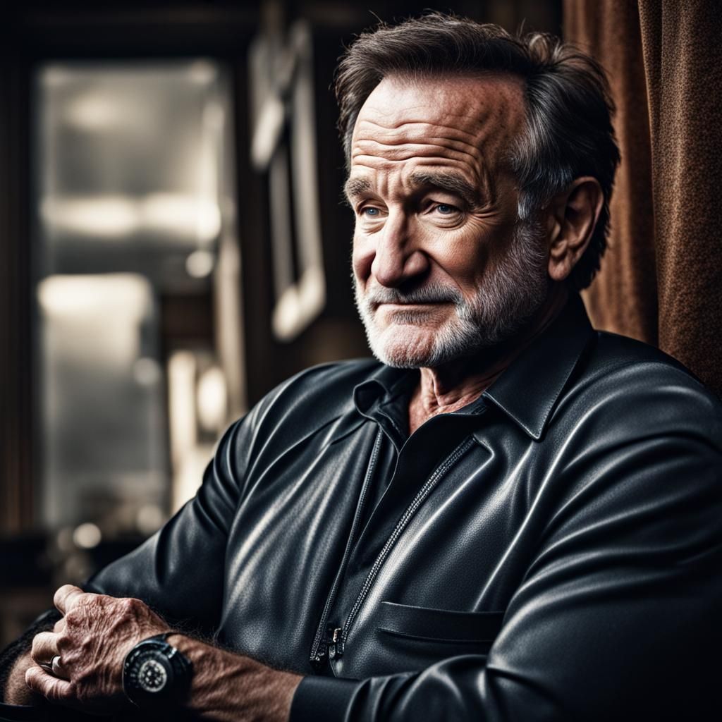 Hyperrealistic Portrait of Robin Williams in Sharp Focus
