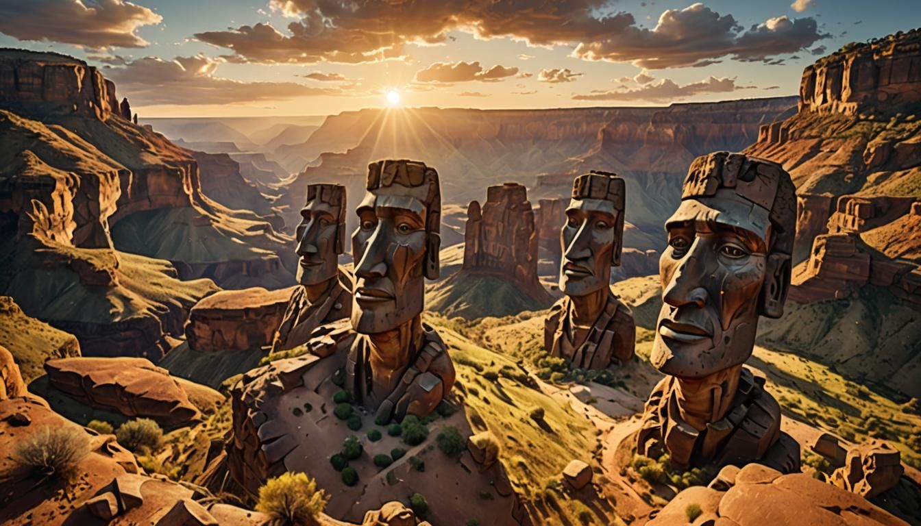 Surreal Grand Canyon Spirits in Dreamlike Landscape