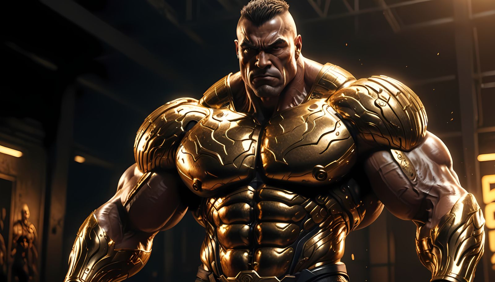 Strong Bodybuilder Warrior: Detailed Digital Art