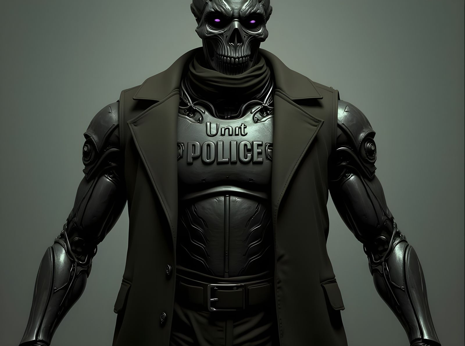 Biomechanical Police Titan in Beksinski Style