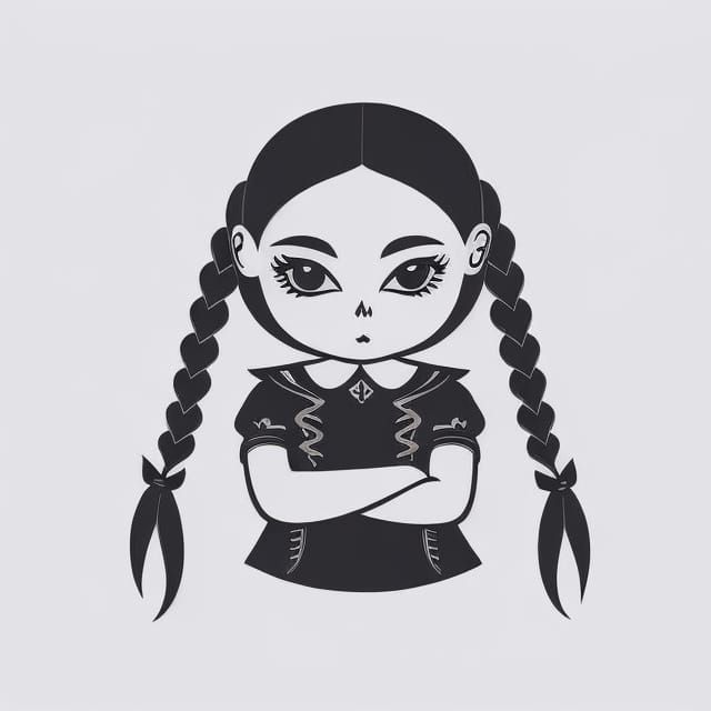Wednesday Addams Sinister Kawaii Emoji Icon