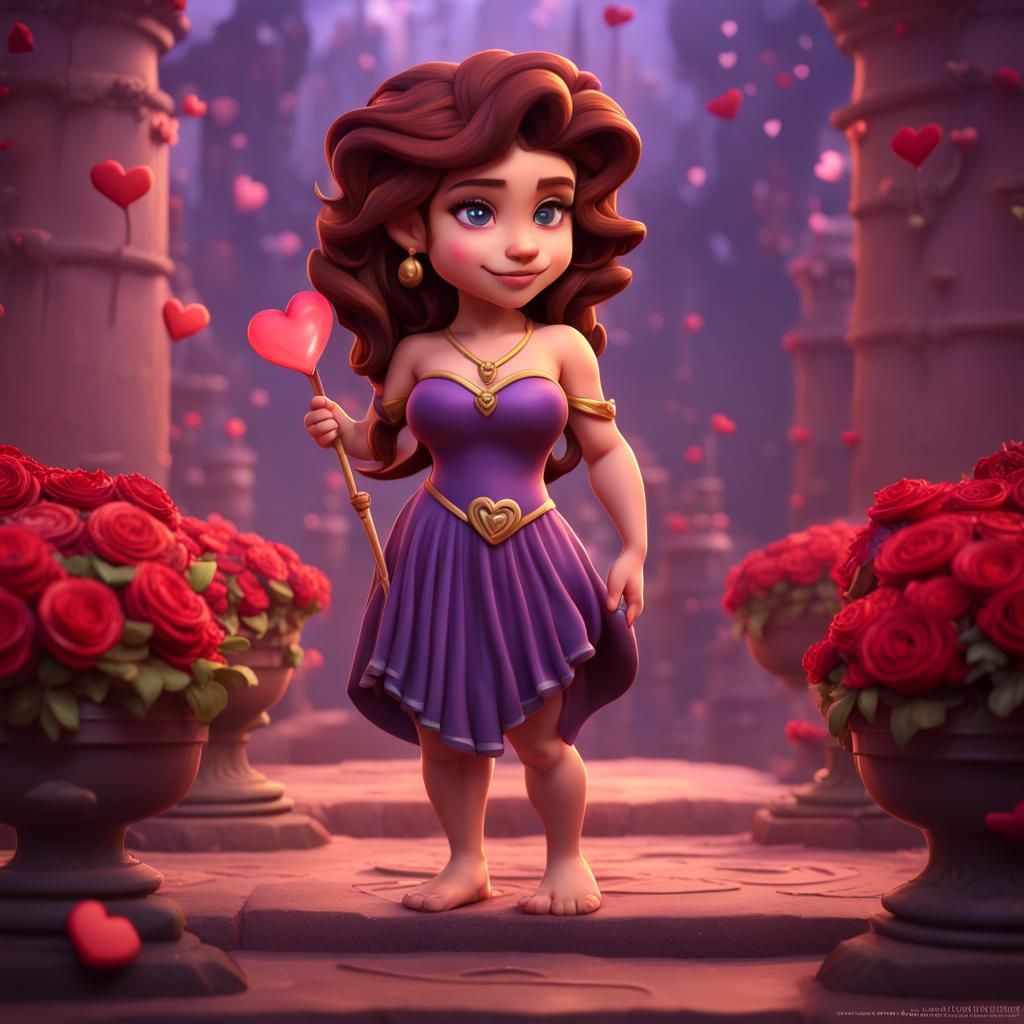 Hyperrealistic Valentine Chibi Megara from Disney's Hercules