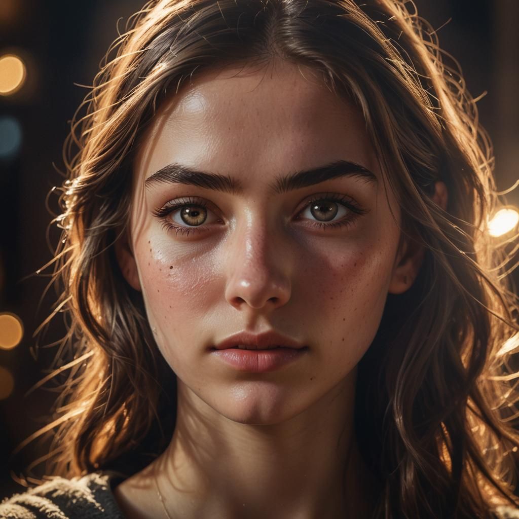 Sultry Teenage Girl in Golden Hues