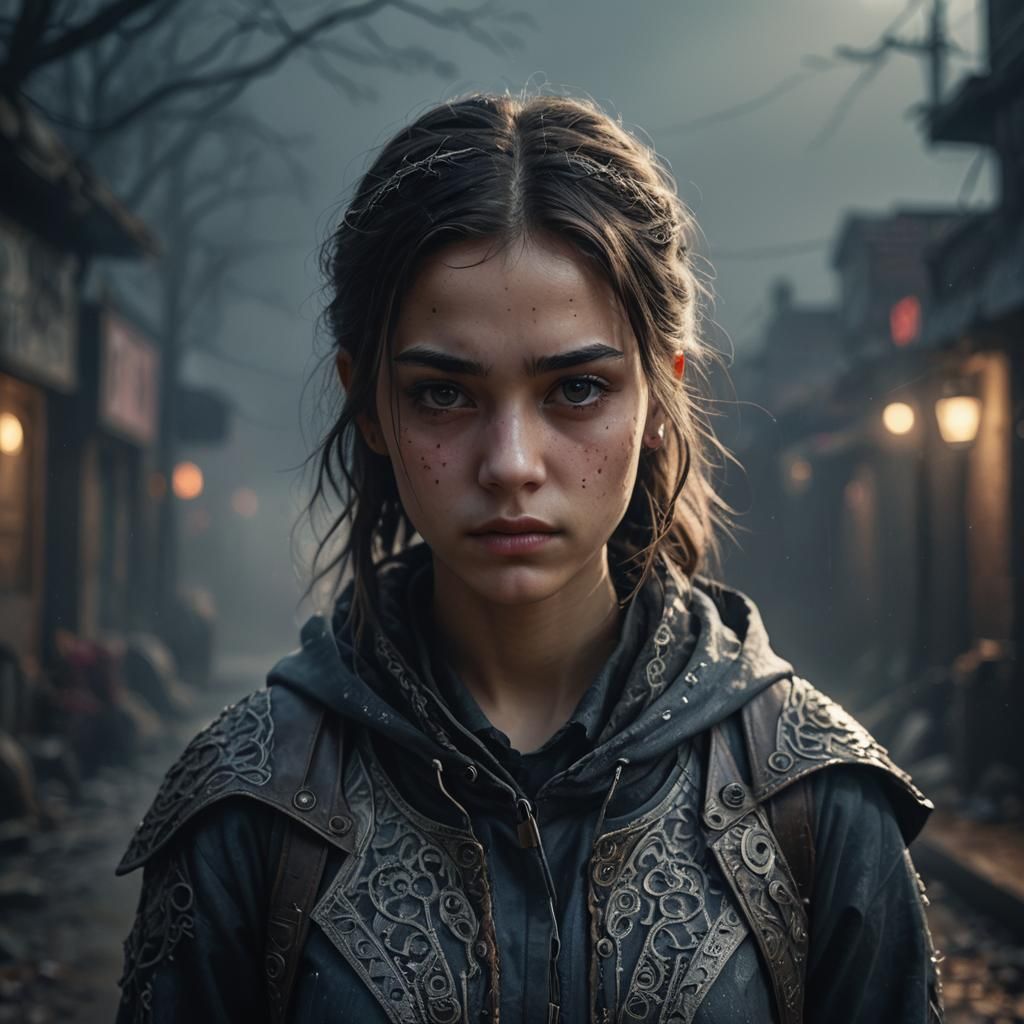 Hyper-Realistic Teenage Girl in Cinematic Atmosphere