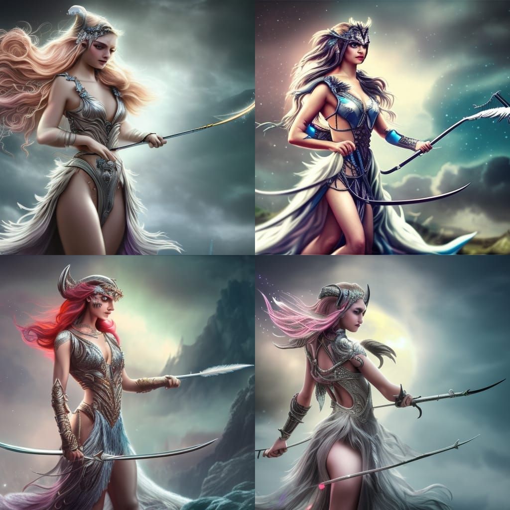 Artemis Moon Goddess with Silver Bow