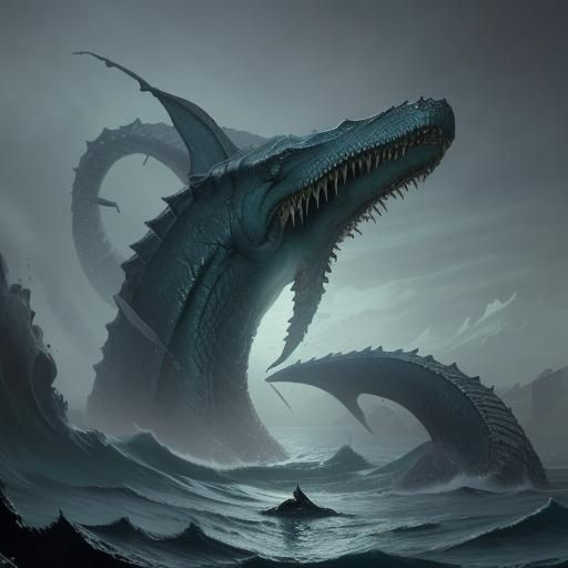 Giant Sea Serpent in a Gothic Horror Style