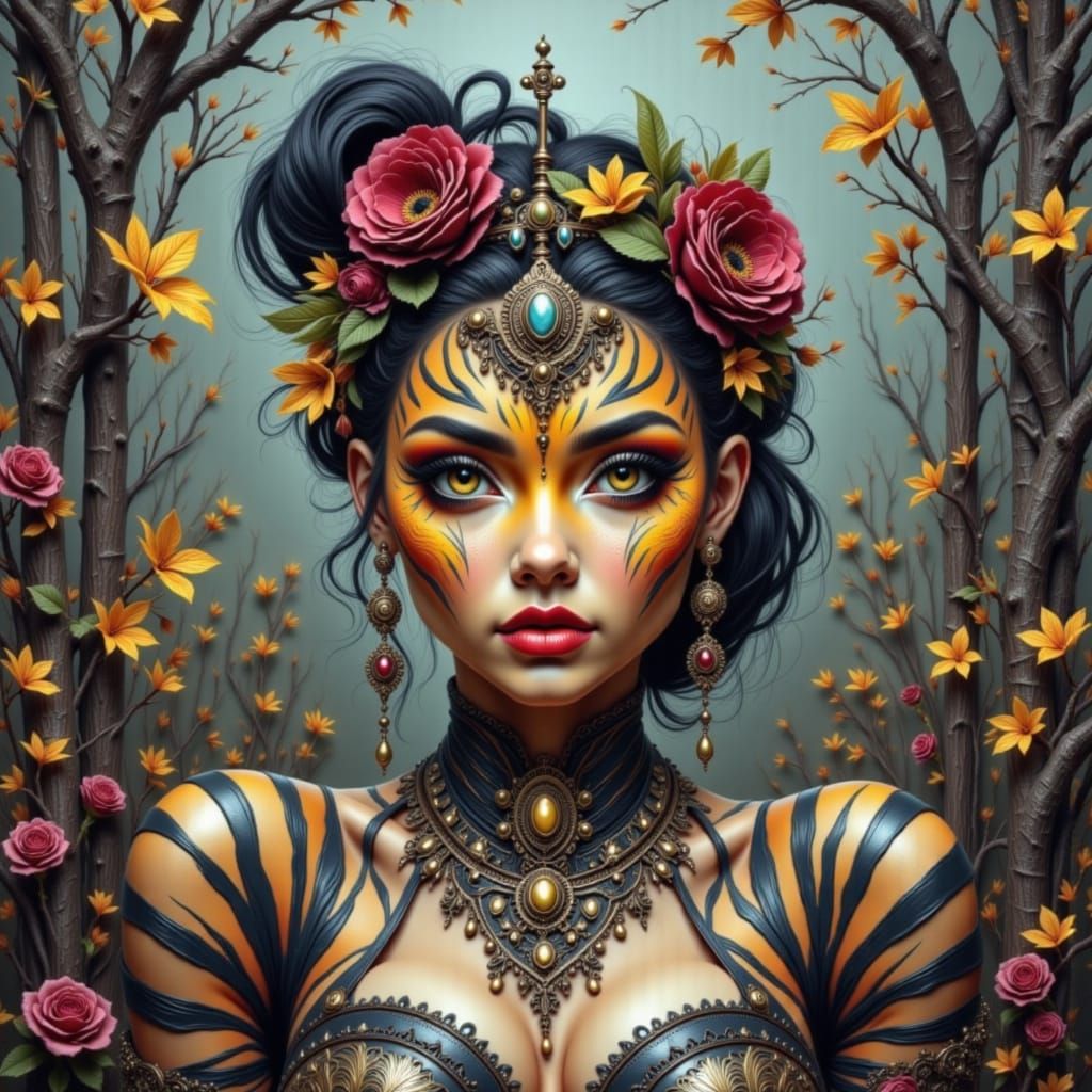 Close-Up Tiger Stripes in Photorealistic Style