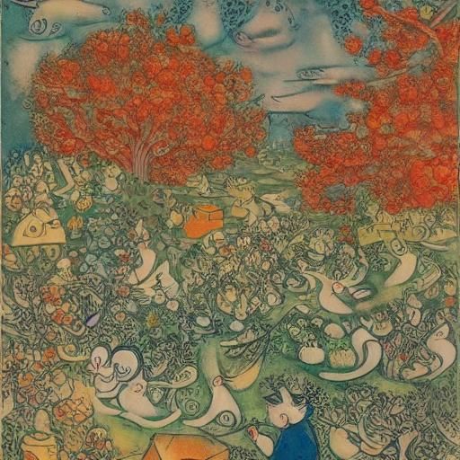 Mouse Cheese Taster in Surrealist Folk Art Style