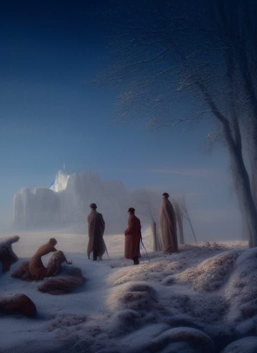 Ethereal Snowscape in Golden Hour