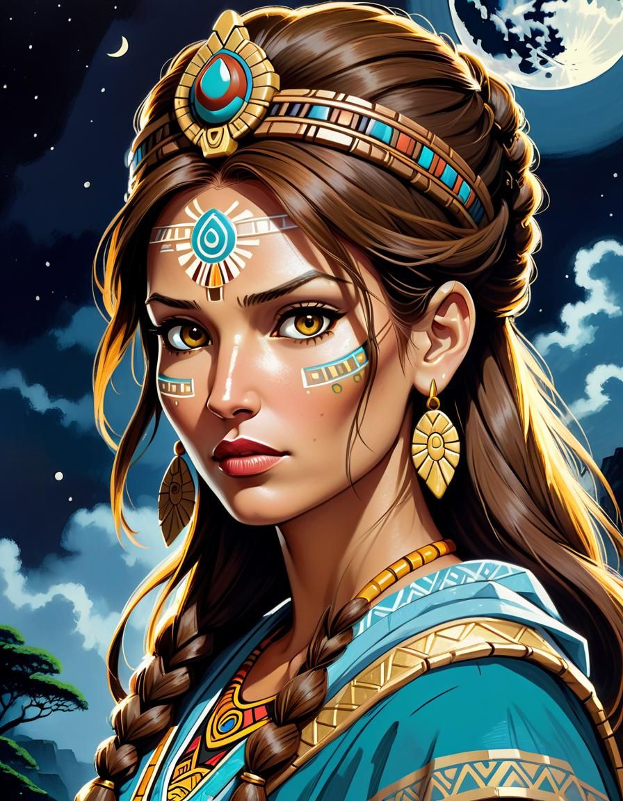 Lara Croft as Mayan Queen in Ghibli Style