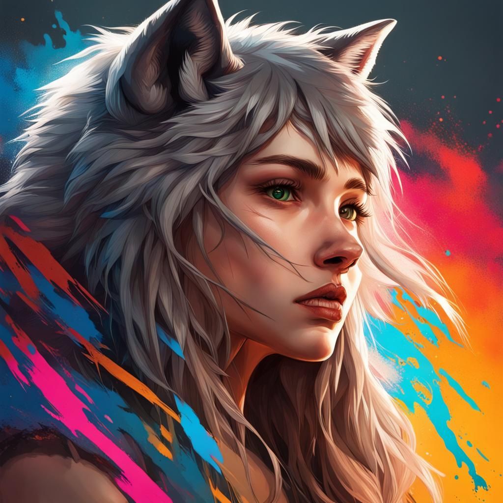 Hyperrealistic Wolf Girl Concept Art