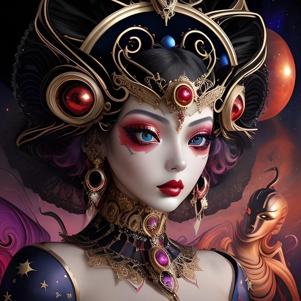 Surreal Venetian Masked Woman in Haute Couture