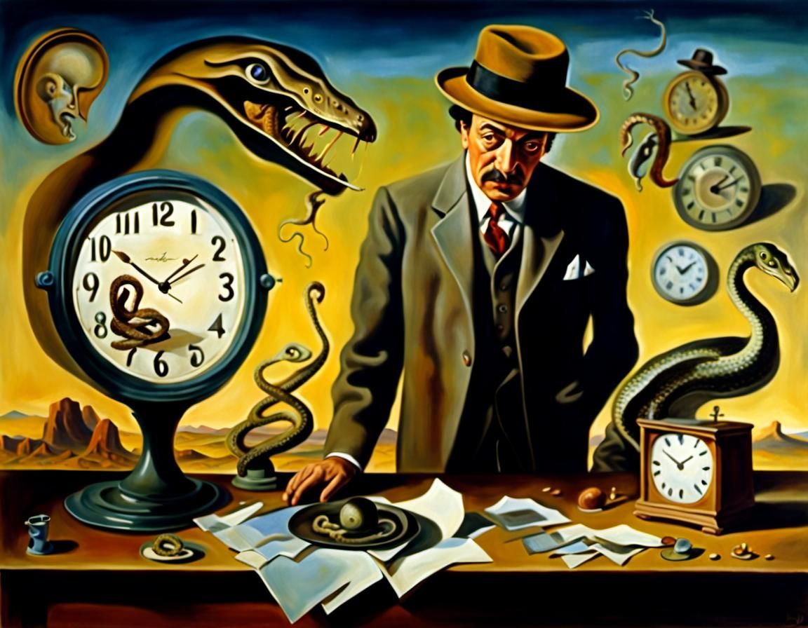 Surreal Businessman: A Salvador Dali-esque Oil Painting