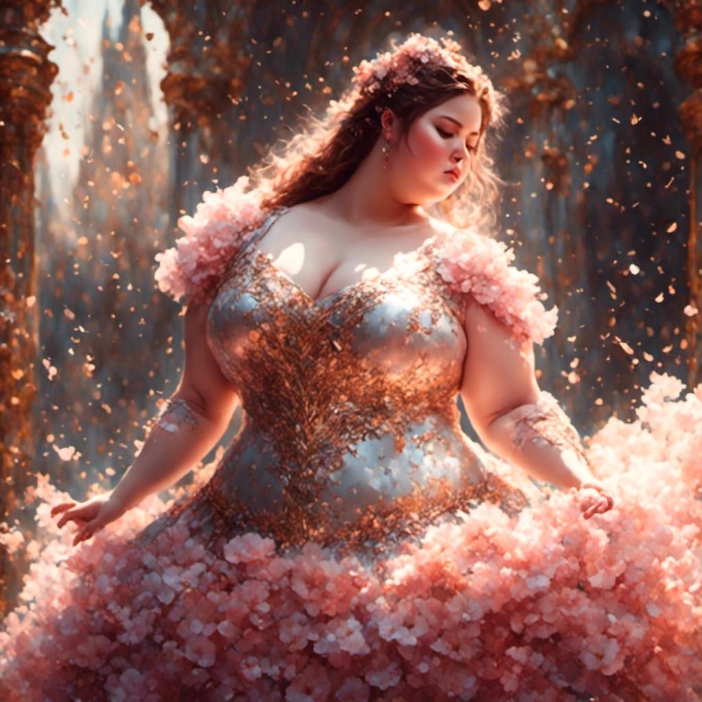 Curvy Ballerina in Sunlight: Hyperreal Pastel Portrait
