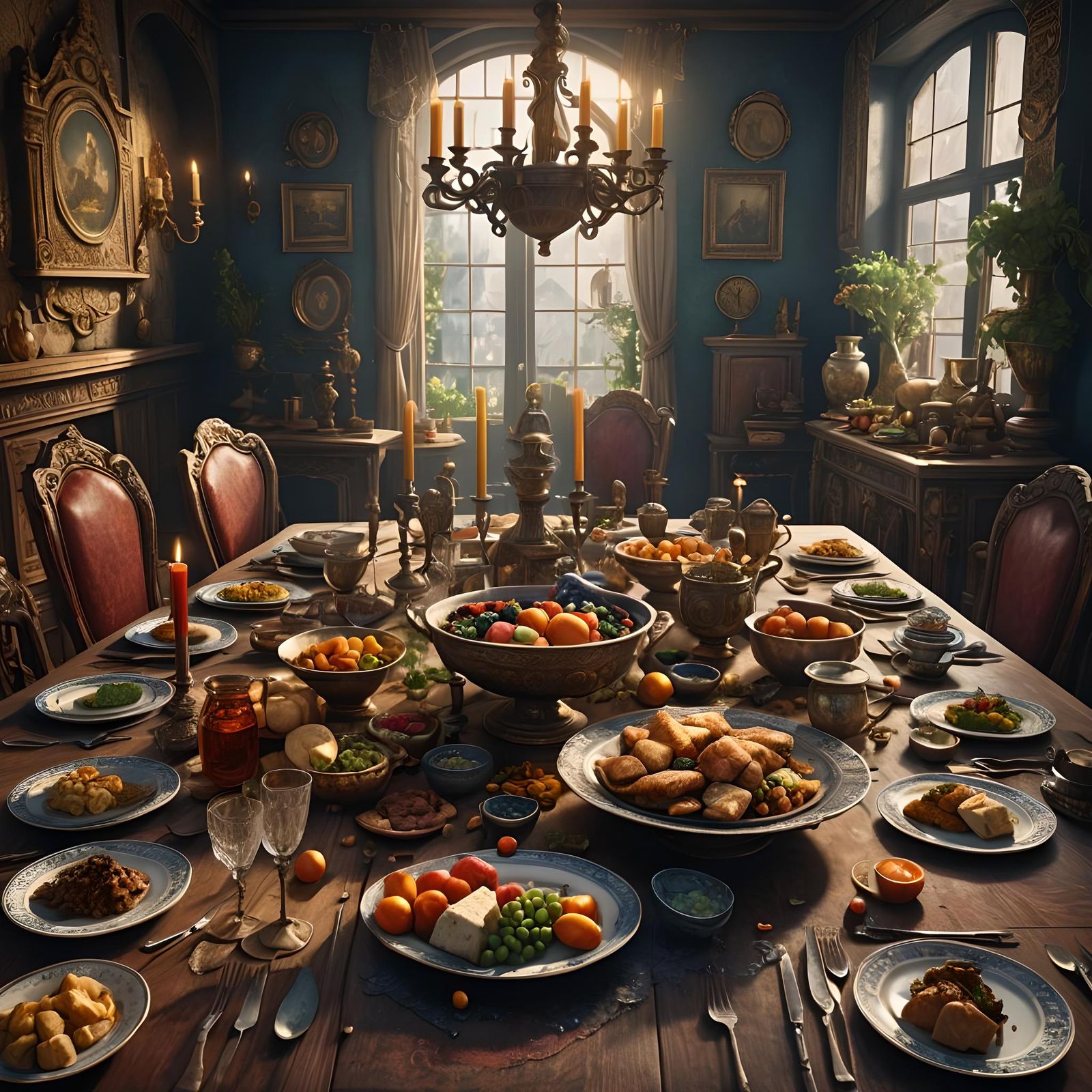 Detailed Passover Dinner with Antiques