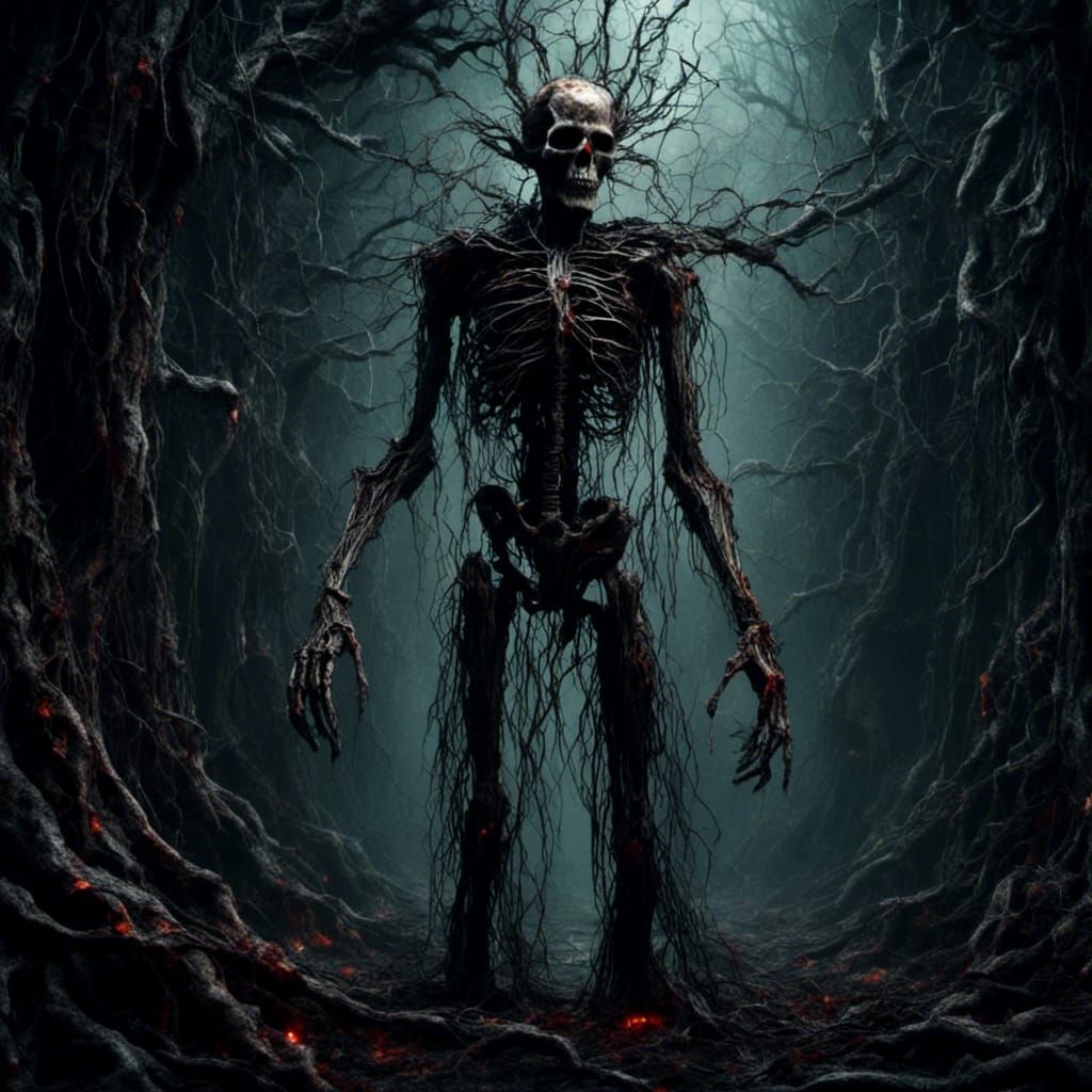 Neon Zombie in Crumbling Alleyway: Dark Surreal Art