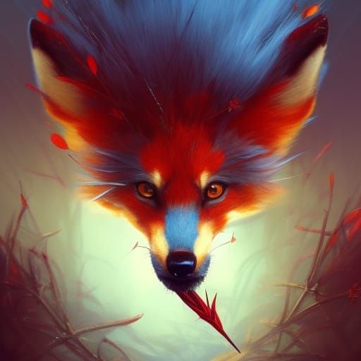 Floral Fox in Dark Fantasy Style