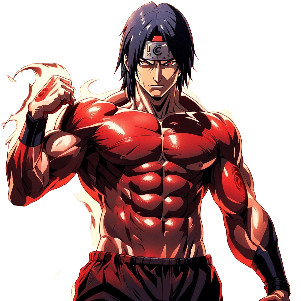 Anime Character Flexing Muscles at the Gym