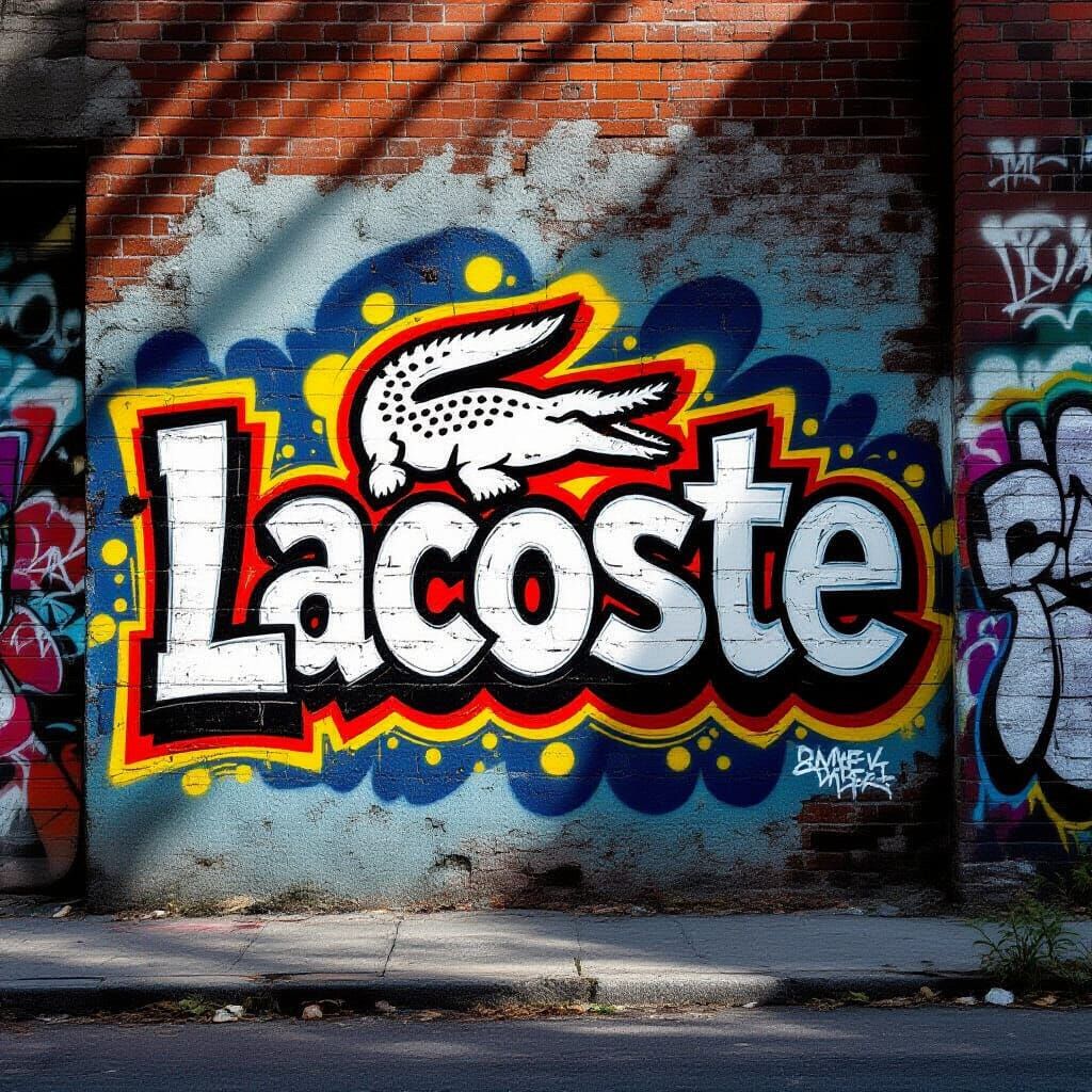 Graffiti Lacoste Logo on Ghetto Wall