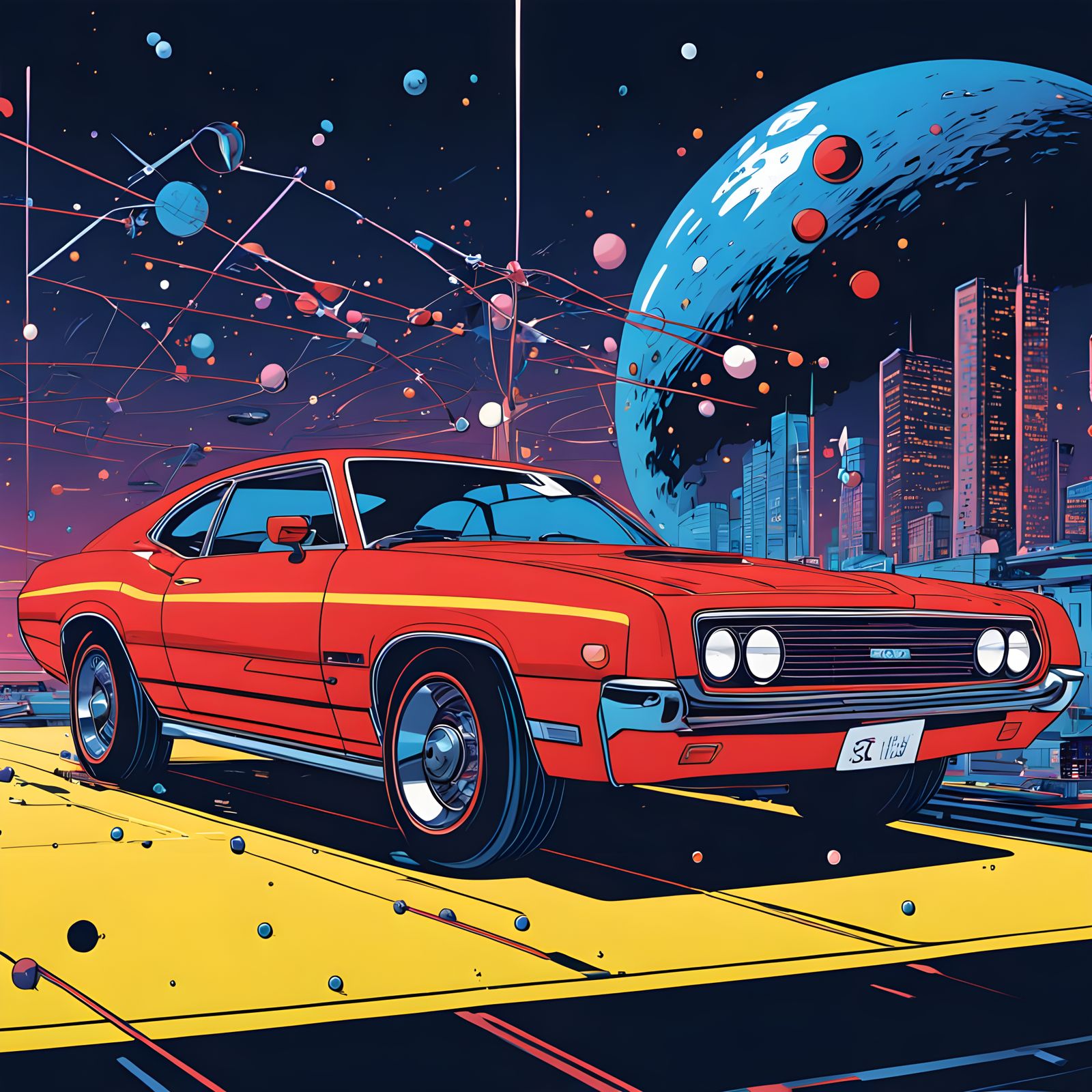 Bubbly Quantum Physics in Pop Art Style