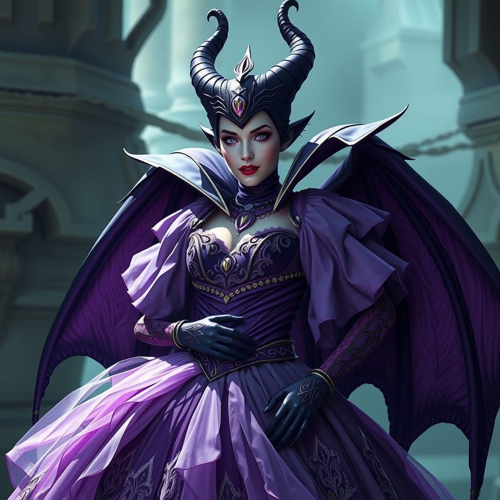 Maleficent in Purple Wedding Dress Fantasy Art