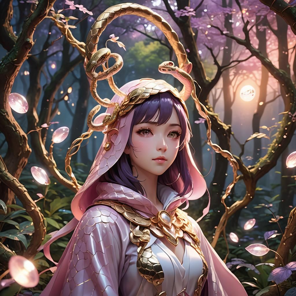 Luminescent Pearl Revealed in Anime Style Forest