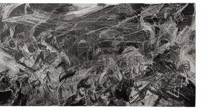 Dynamic Mural in Kim Jung Gi Style: Visceral Chaos