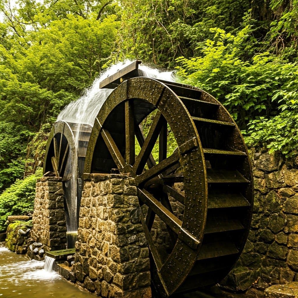Waterwheels in Ancient Industrial Aesthetic