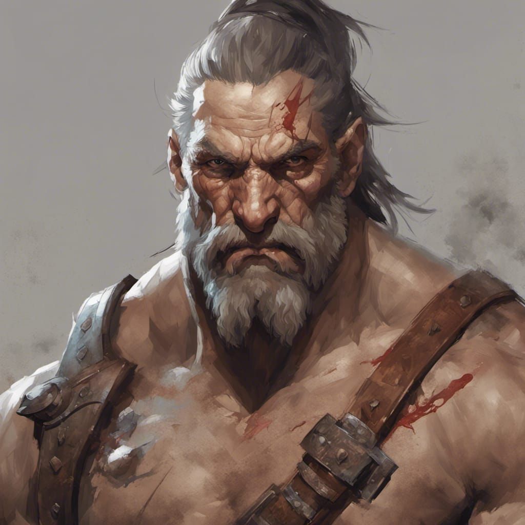 Goliath Barbarian Portrait with War Paint, Detailed Digital ...