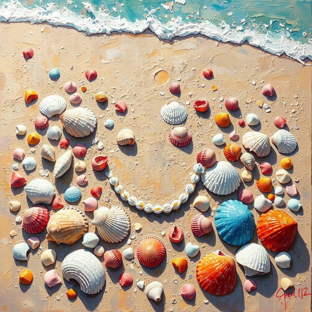 Whimsical Seashell Portrait in Neo-Expressionist Style