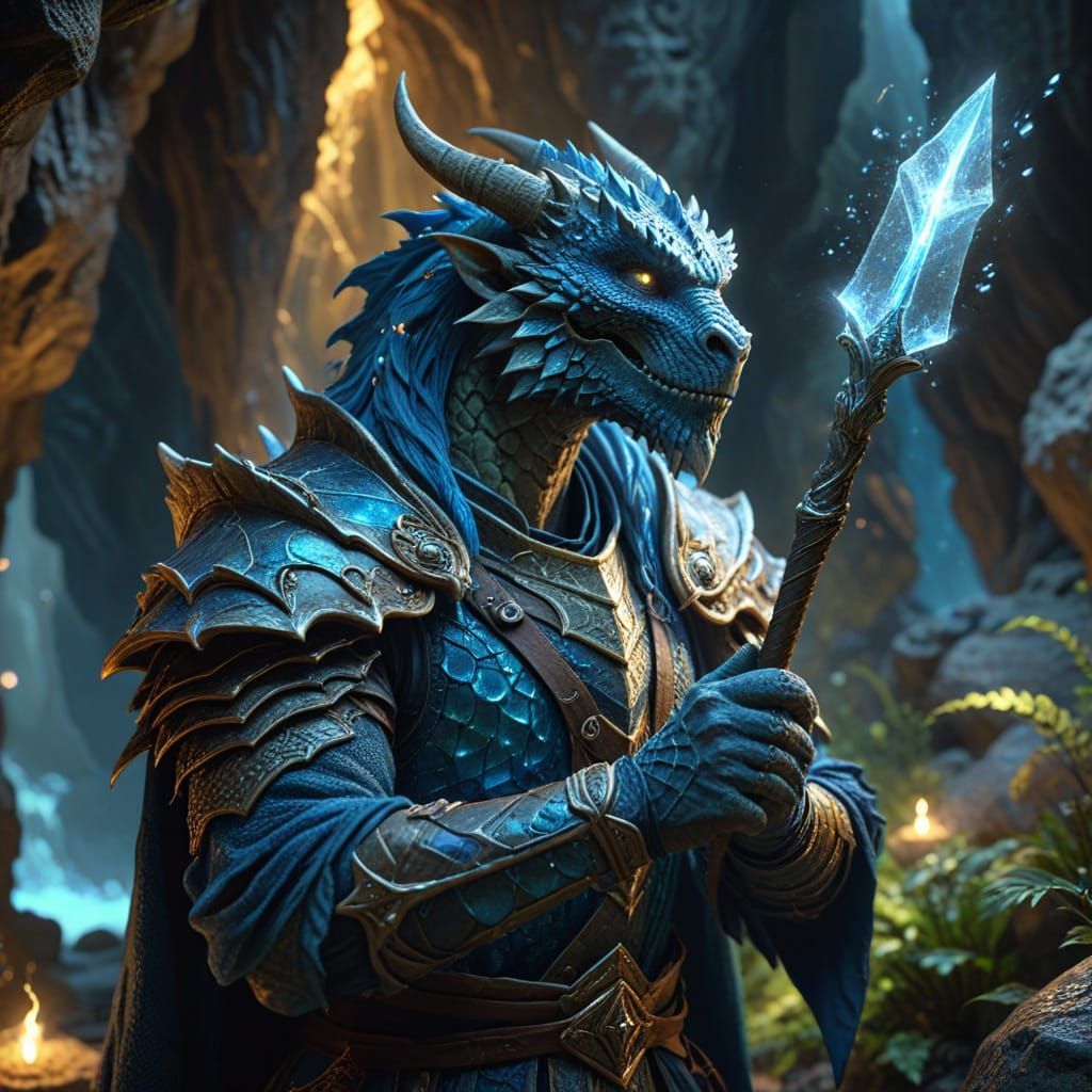 Dragonborn Sorcerer Casting Magic in Lod Cave