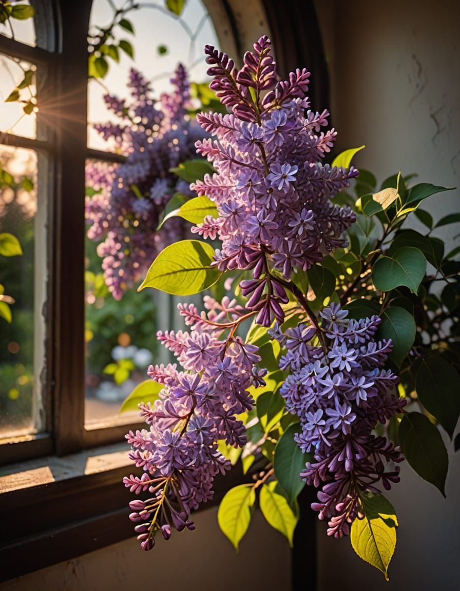 Hyper-Realistic Close-Up of Purple Lilacs