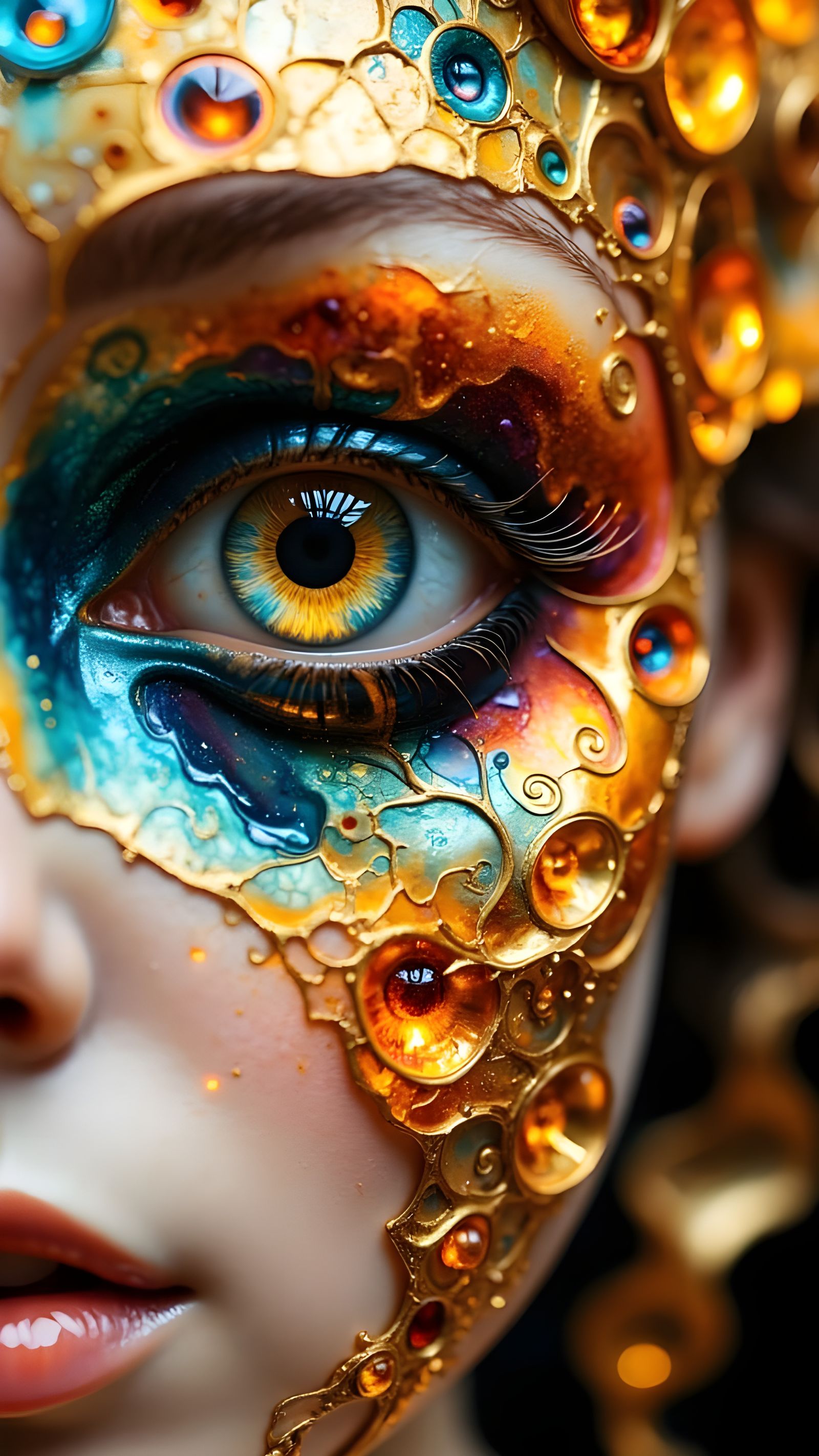 Glowing Eyes Merge with Fractal Patterns in Hyper Realistic...