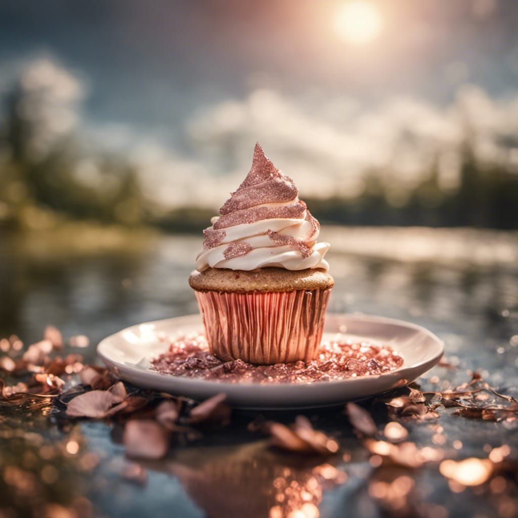 Cupcake with Rose Gold Glitter in Meadow