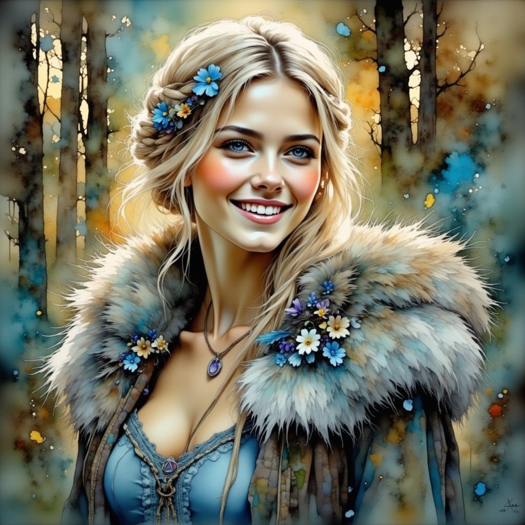 Winter Fairy Portrait in Magical Fantasy Style