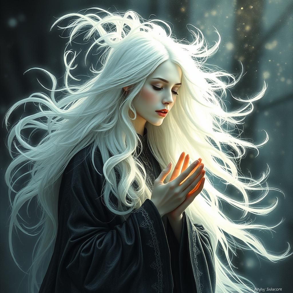 Wise White Witch: Solstice Witchcore Digital Art