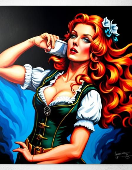 Steampunk Milkmaid: Oil Painting and Graffiti Art