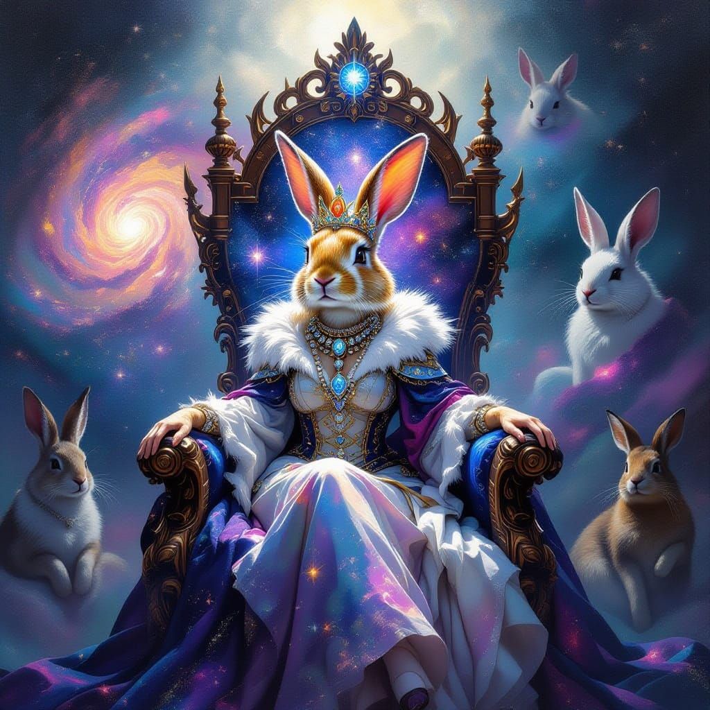 Impressionist Rabbit Queen in Celestial Jewelry