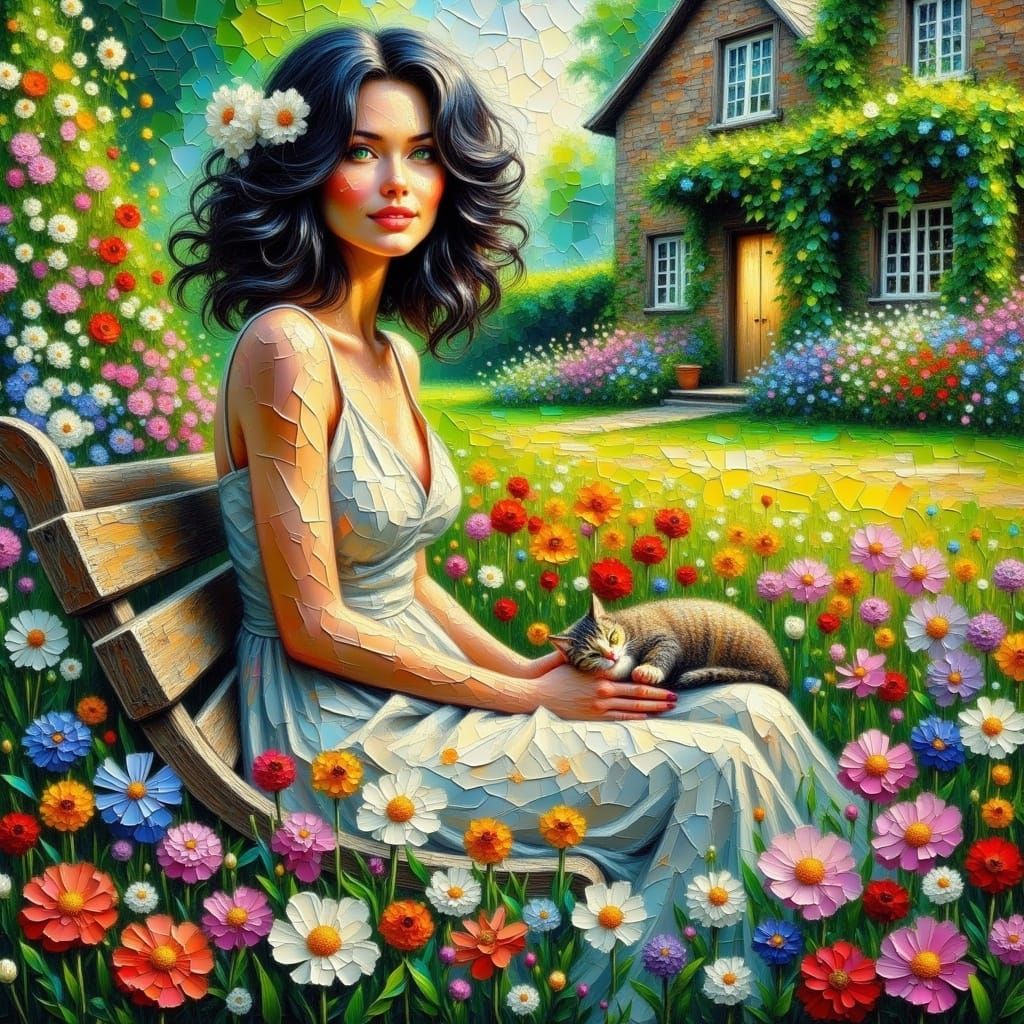 Surreal Summer Goddess in Vibrant Impasto Style