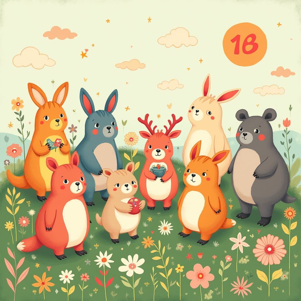 Whimsical Zodiac Animals in Vibrant Digital Art