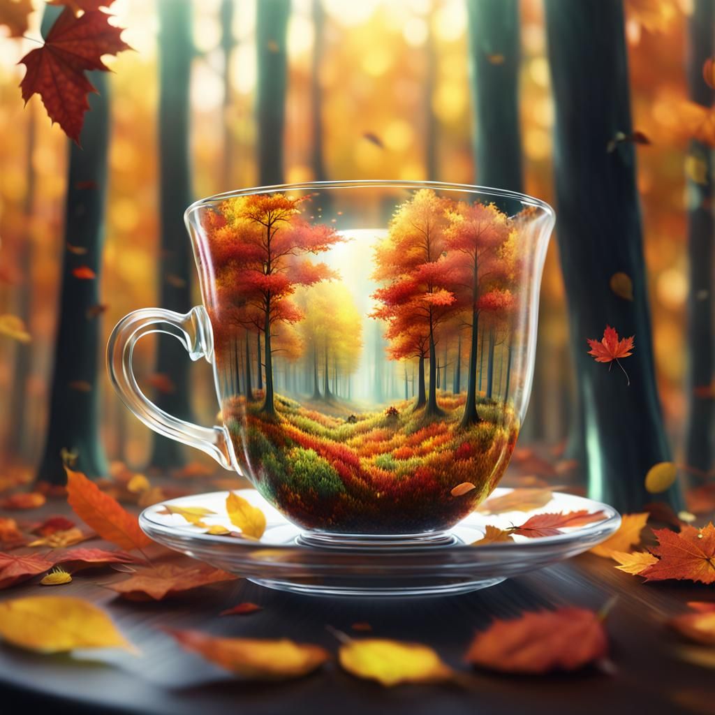 Autumn World in a Teacup: Digital Art