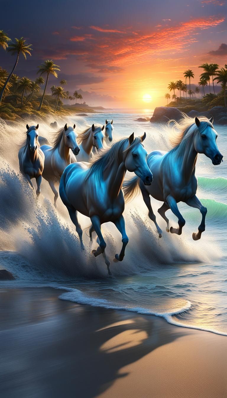 A stunning scene of an incredible Beautiful herd of wild run...